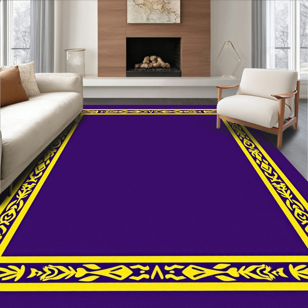 Royal Violet Yellow Ornate Border Rug
