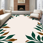 Verdant Green Brown Leaf Corner Rug