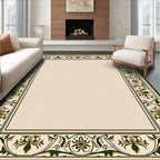 Ornate Emerald Geometric Floral Border Rug