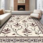 Vintager Leaf Scroll Filigree Border Rug