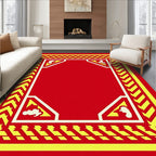 Bold Red Yellow Chevron Border Rug