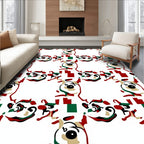 Abstract Red Green Oval Faces Rug