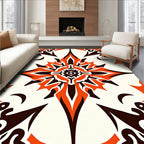 Vibrant Orange Floral Starburst Rug