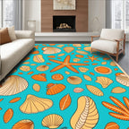 Coastal Orange Shell Starfish Variety Rug