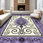Lavender Fern Scroll Border Rug