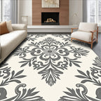 Classic Gray Damask Medallion Rug