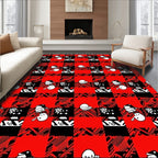 Red Black Buffalo Snowman Collage Rug