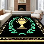 Golden Crowned Trophy Laurel Wreath Rug