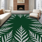 Emerald Green Fern Frond Border Rug