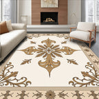 Ornate Golden Floral Medallion Rug