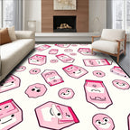 Pink Milk Carton Characters Repeating Graphic Rug