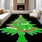 Festive Green Christmas Tree Garland Rug
