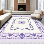 Lavender Floral Medallion Intricate Border Rug