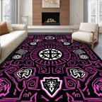 Vibrant Pink Symmetric Geometric Mandala Rug