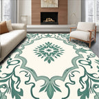 Teal Floral Medallion Frame Rug