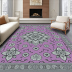 Lavender And Gray Floral Mandala Rug
