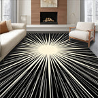 Radiant Sunburst Cream Black Rays Rug