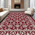 Antique Crimson Swirl Blossom Frame Rug