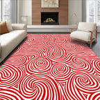 Crimson Swirl Abstract Curve Rug