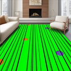 Vibrant Green Striped Circles Rug