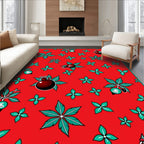 Crimson Christmas Ornament Leaf Scatter Rug