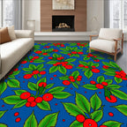 Bright Red Holly Berry Branch Rug