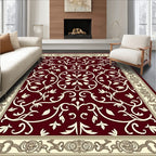 Crimson Cream Ornate Floral Vine Rug