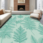 Teal Fern Nature Repeating Pattern Rug