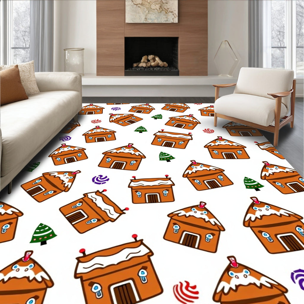 Gingerbread Houses with Candy Swirls Rug