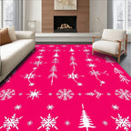 White Forest Snowflakes On Pink Rug
