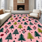 Pink Forest Trees Whimsical Berries Rug