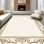 Cream Gold Floral Border Rug