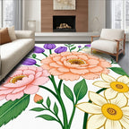 Peachy Pink Purple Floral Medley Rug