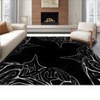 Black White Abstract Swirl Rug