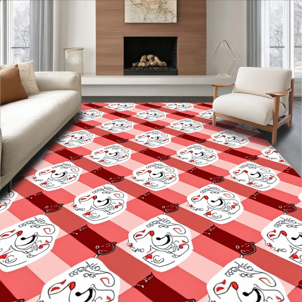 Crimson Diamond Swirl Emblem Rug