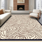 Cream Marbled Contour Line Rug