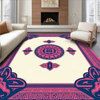 Bold Pink Geometric Medallion Frame Rug
