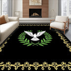 Elegant Black Gold Dove Laurel Wreath Rug