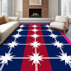 Navy Red White Starburst Grid Rug
