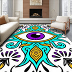 Vibrant Purple Eye Turquoise Floral Rug