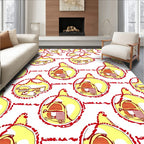 Yellow Red Mid-Century Robot Forms Rug
