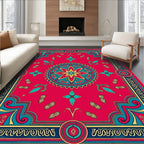 Vibrant Red Floral Medallion Rug