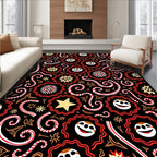 Jolly Christmas Stars Candy Canes Swirls Rug