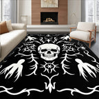 Gothic Black White Skull Ghost Art Rug