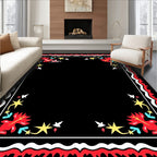Whimsical Santa Sleigh Star Red Rug
