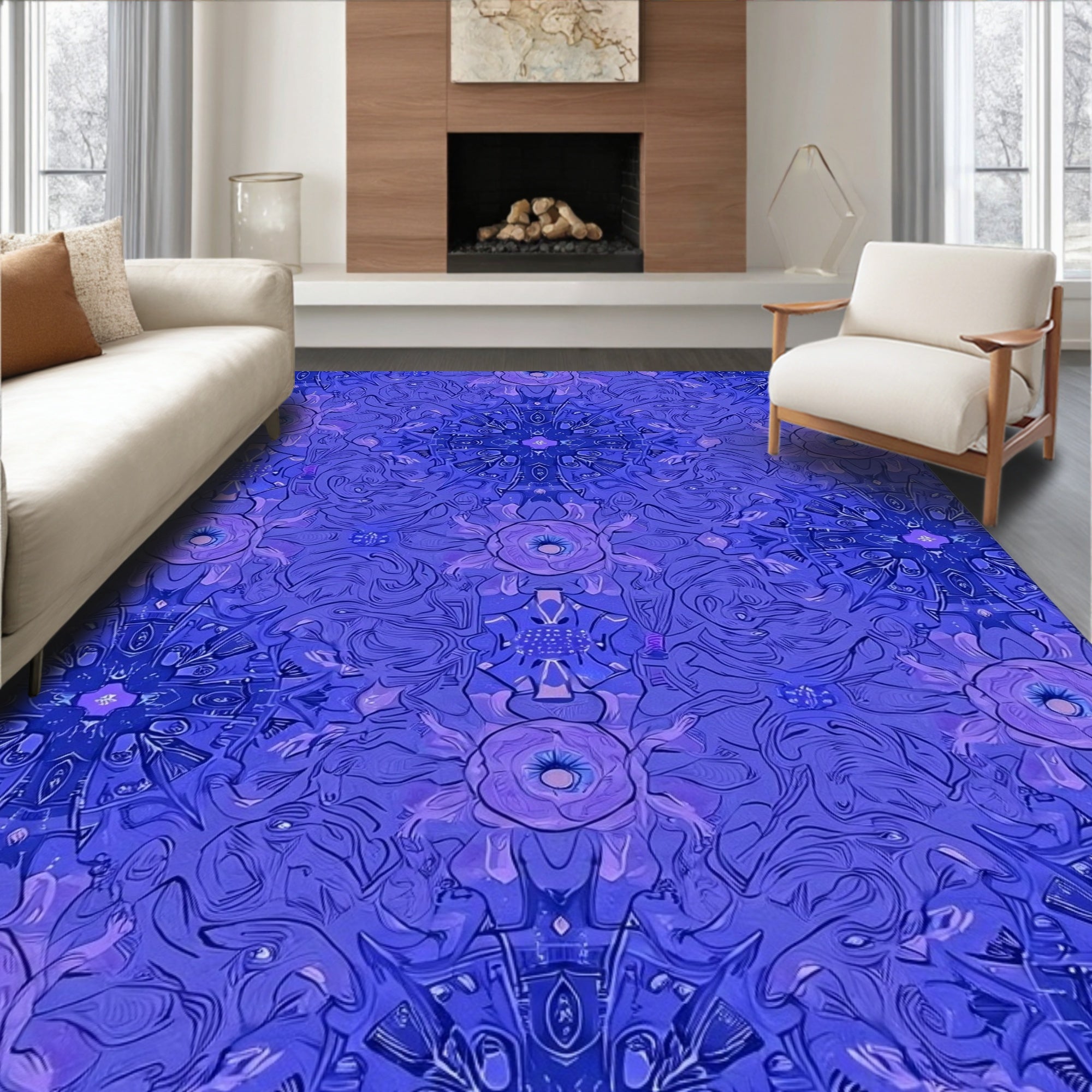 Violet Mandala Bloom Repeating Rug