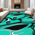 Bold Teal Abstract Swirls Rug
