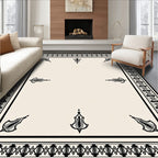 Cream Classic Black Border Medallion Rug