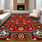 Red Green Yellow Floral Medallion Rug