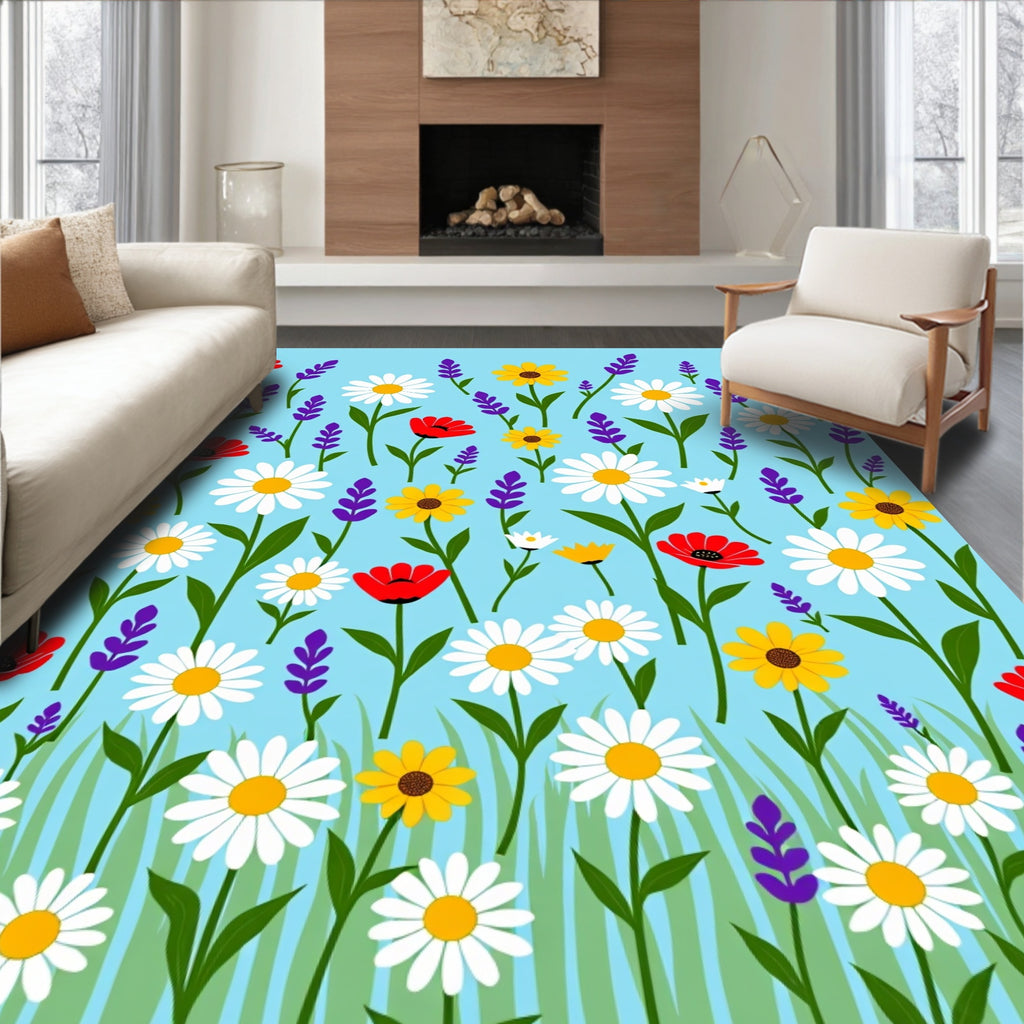 Whimsical Wildflower Meadow Garden Rug